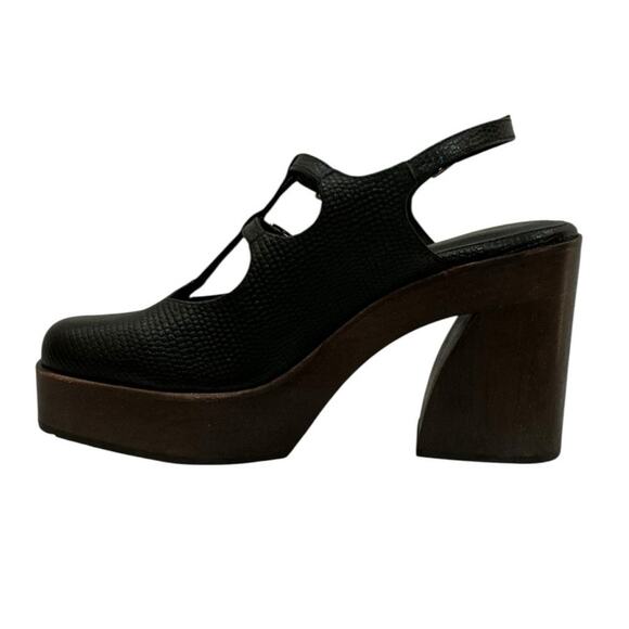 Charlotte Stone Gael Black Platform Mary Jane Heels Size 8 Retro Mod Style - Picture 4 of 10